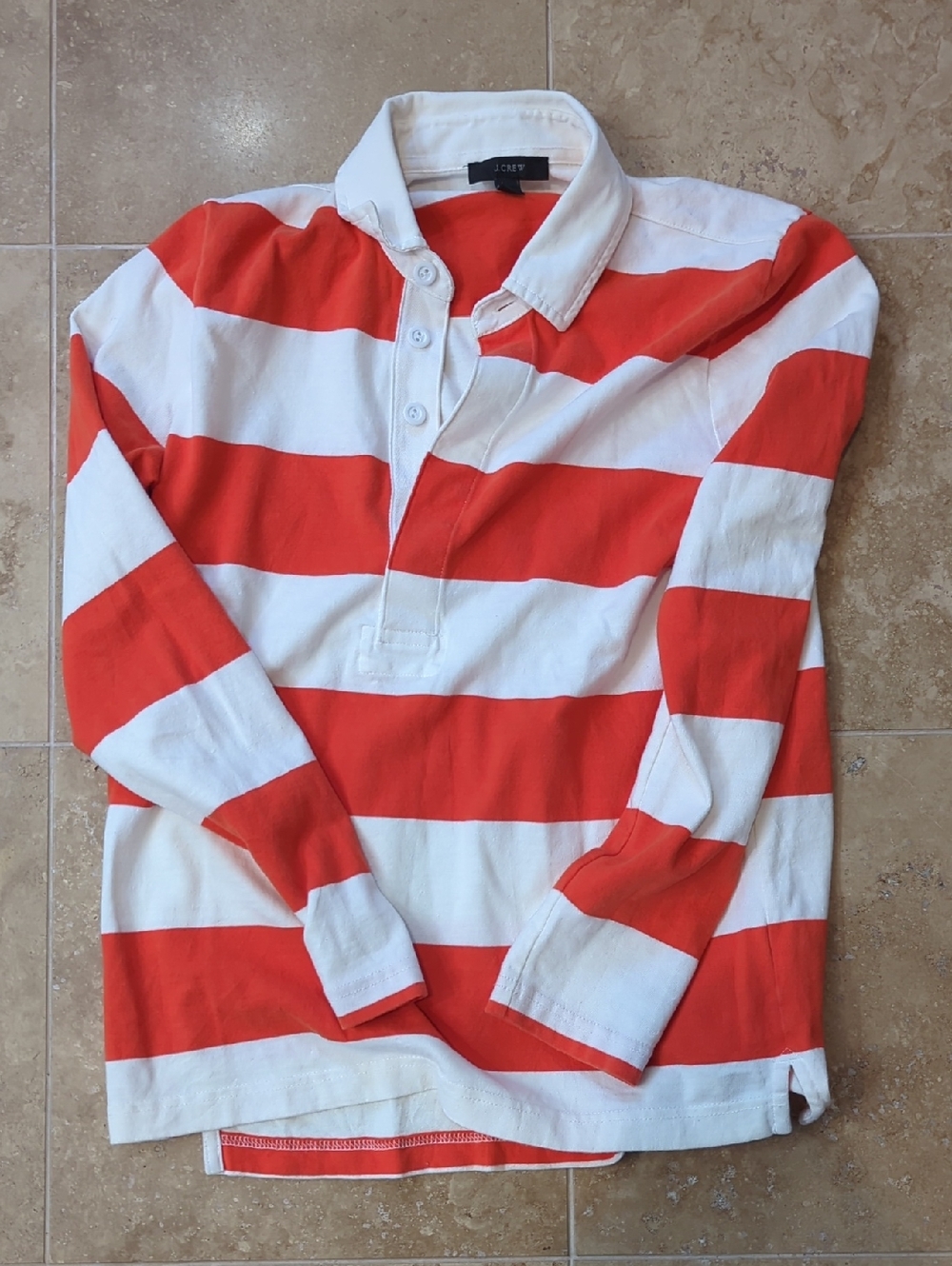 J. Crew Women’s XS Orange & White Rugby Stripe Polo